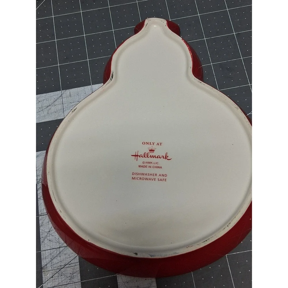 Hallmark‎ Snowman Candy Dish White Red Ceramic Christmas Holiday Trinket Tray